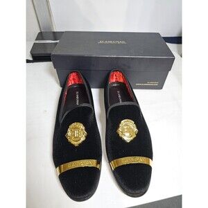 ELANROMAN Men's Loafers Gold Buckle Fashion Handmade Wedding Party Prom Shoes